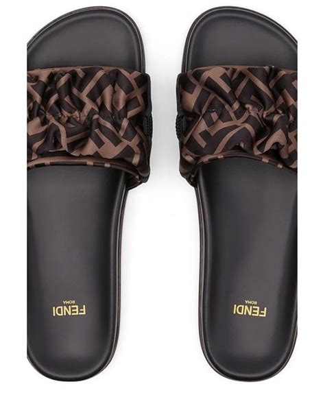 fendi brown satin slides|Fendi Brown Satin Slides .